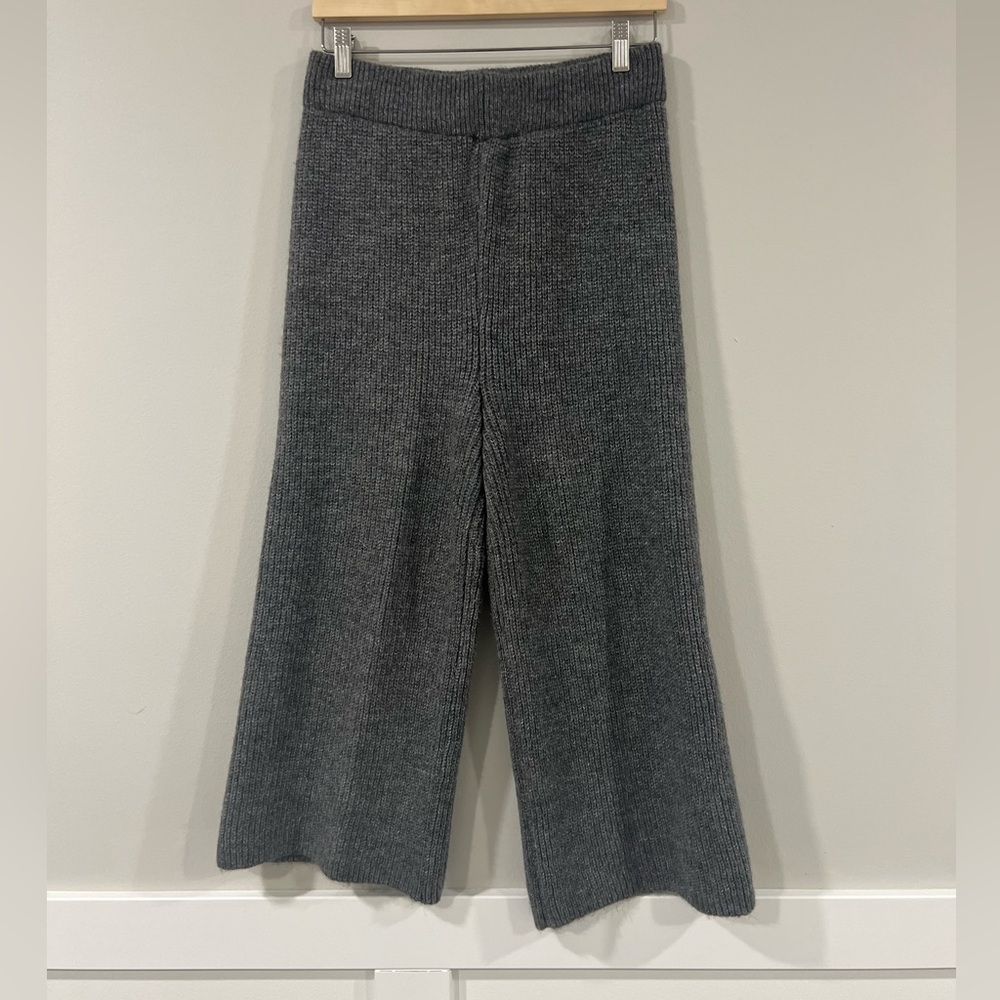 Daily Practice Gray Ribbed Knit Wide Leg Pants | Cozy Lounge Minimalist